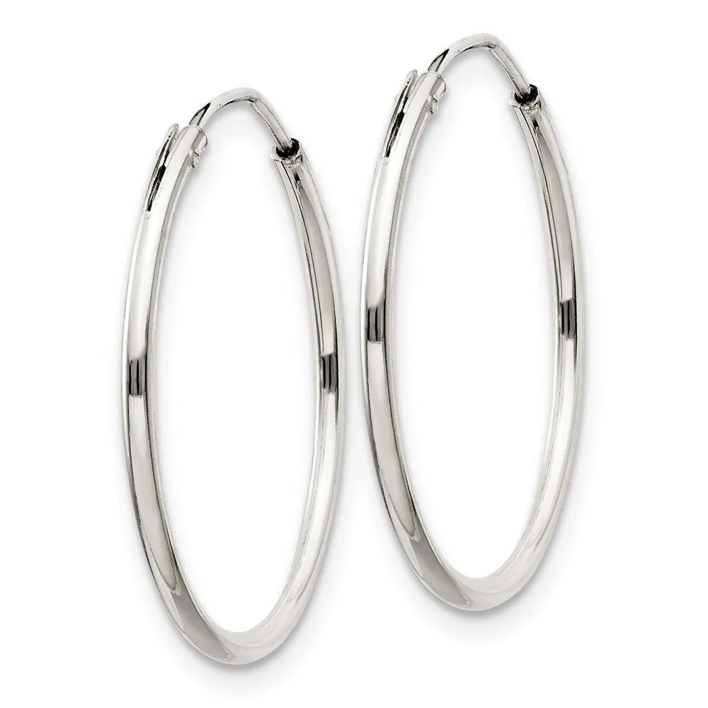 1.3mm, Sterling Silver, Endless Hoop Earrings - 22mm (7/8 Inch)