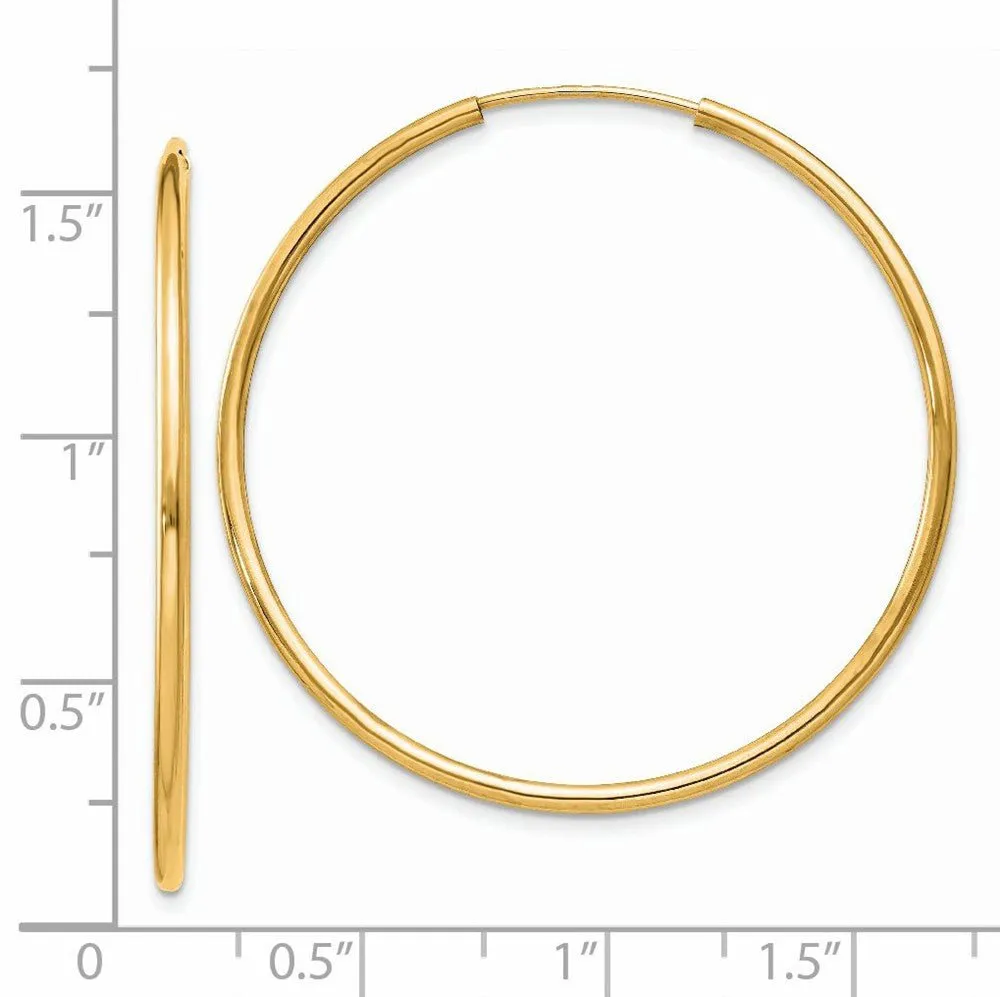 1.5mm x 36mm 14k Yellow Gold Polished Round Endless Hoop Earrings