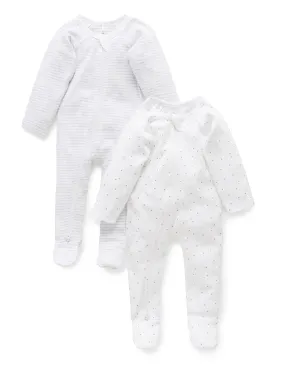 2 Pack Zip Growsuit - Pale Grey