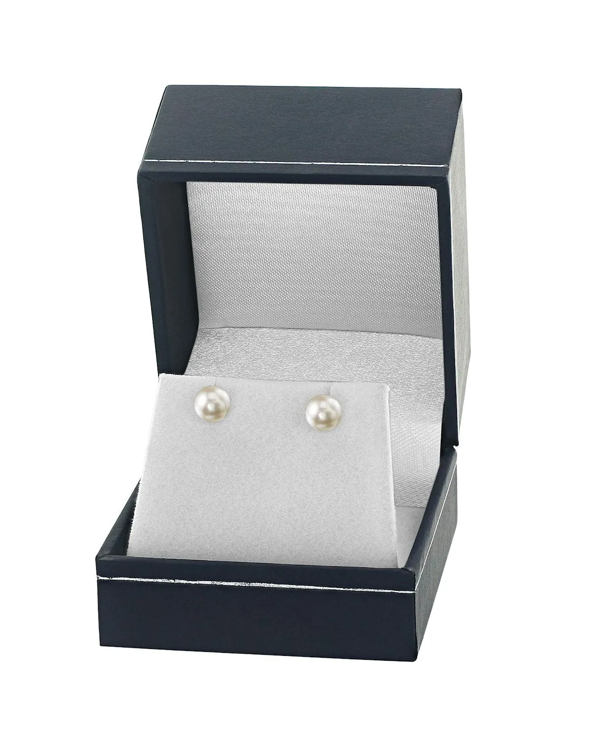 6.5-7.0mm White Akoya Round Pearl Stud Earrings