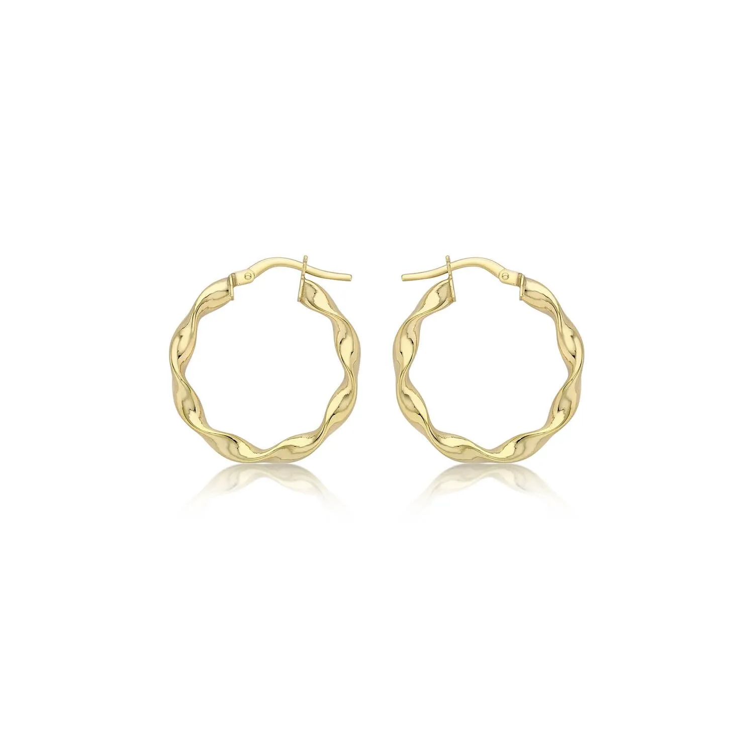 9K Yellow Gold 22.5mm Twist Hoop Creole Earrings