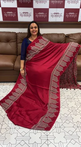 AJRAKH PRINTED MODAL SAREE - IHA 14691