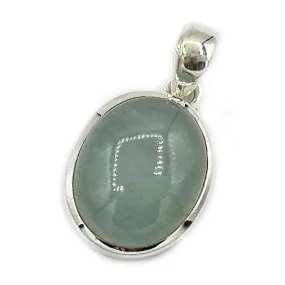 Aquamarine Oval Gemstone Silver Pendant