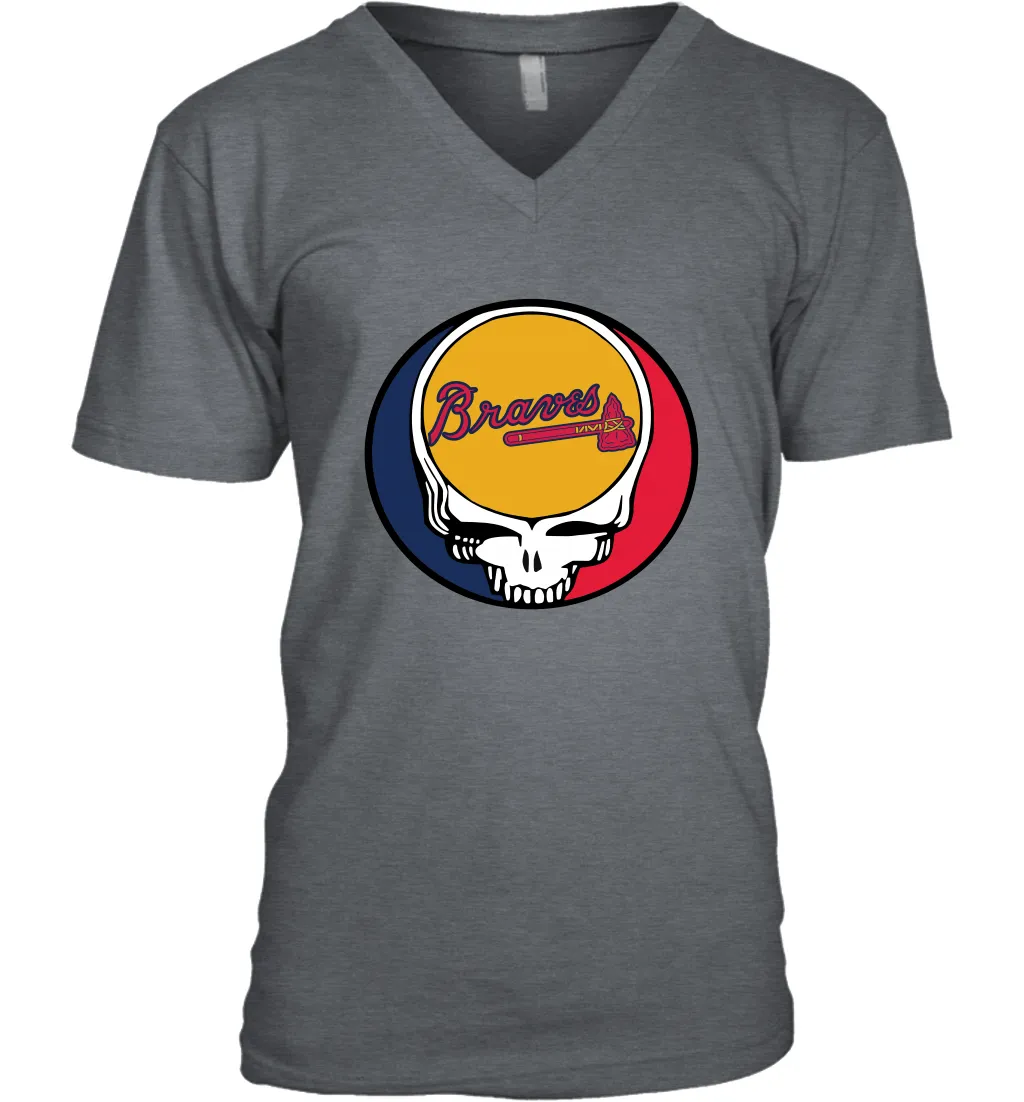 Atlanta Braves Grateful Dead Steal Your Face Baseball Mens V-Neck T-Shirt