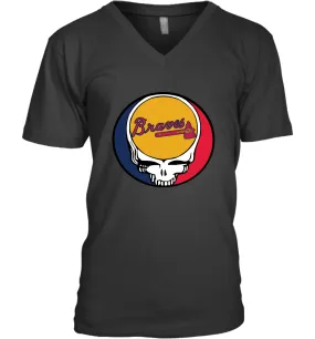 Atlanta Braves Grateful Dead Steal Your Face Baseball Mens V-Neck T-Shirt