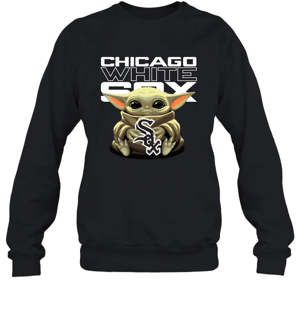 Baby Yoda Hugs Loves The Chicago White Sox Baseball Adult Sweatshirt