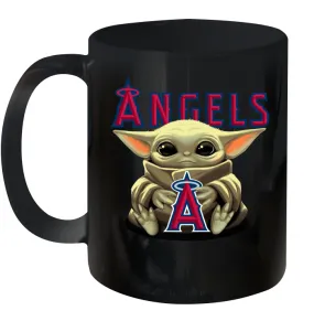 Baby Yoda Hugs Loves The Los Angeles Angels Baseball Ceramic Mug 11oz