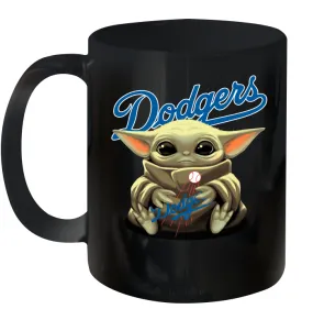 Baby Yoda Hugs Loves The Los Angeles Dodgers Baseball Ceramic Mug 11oz