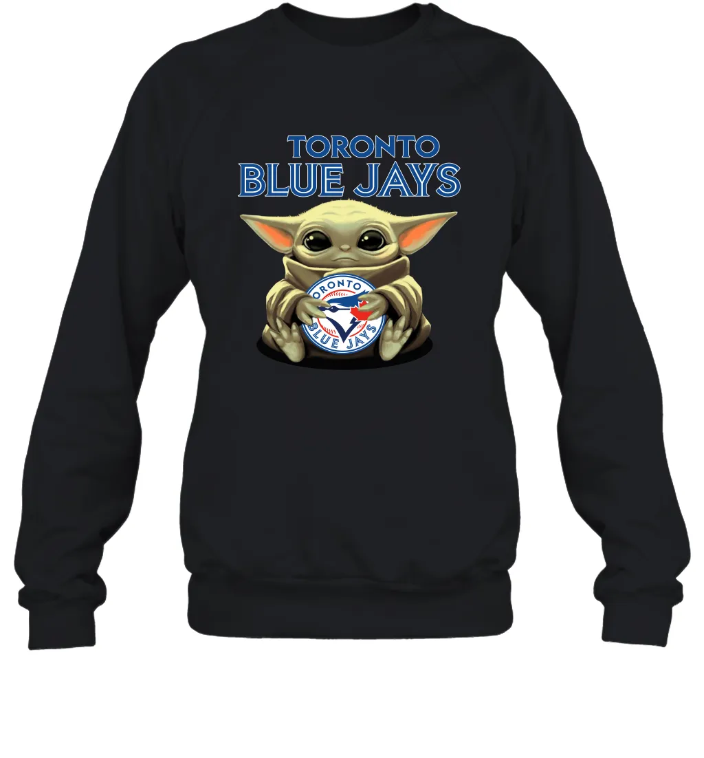 Baby Yoda Hugs Loves The Toronto Blue Jays Baseball Adult Sweatshirt