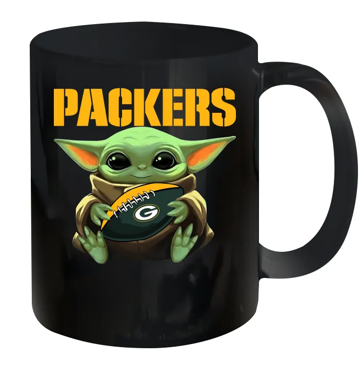 Baby Yoda Loves The Green Bay Packers Star Wars Baby Yoda Hugs Packers NFL Ceramic Mug 11oz