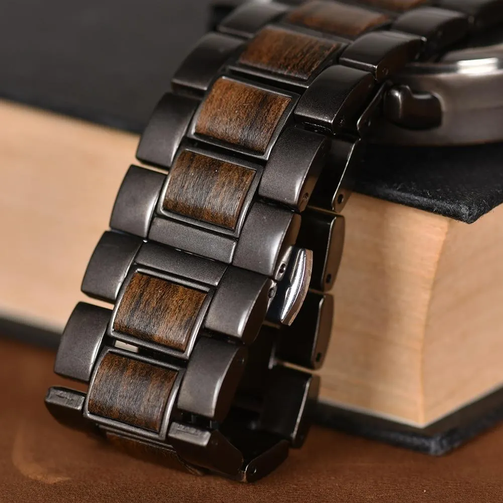 BBWood™ Men's Genuine Wooden Luxury Military Quartz Gray Wrist Wood Watch