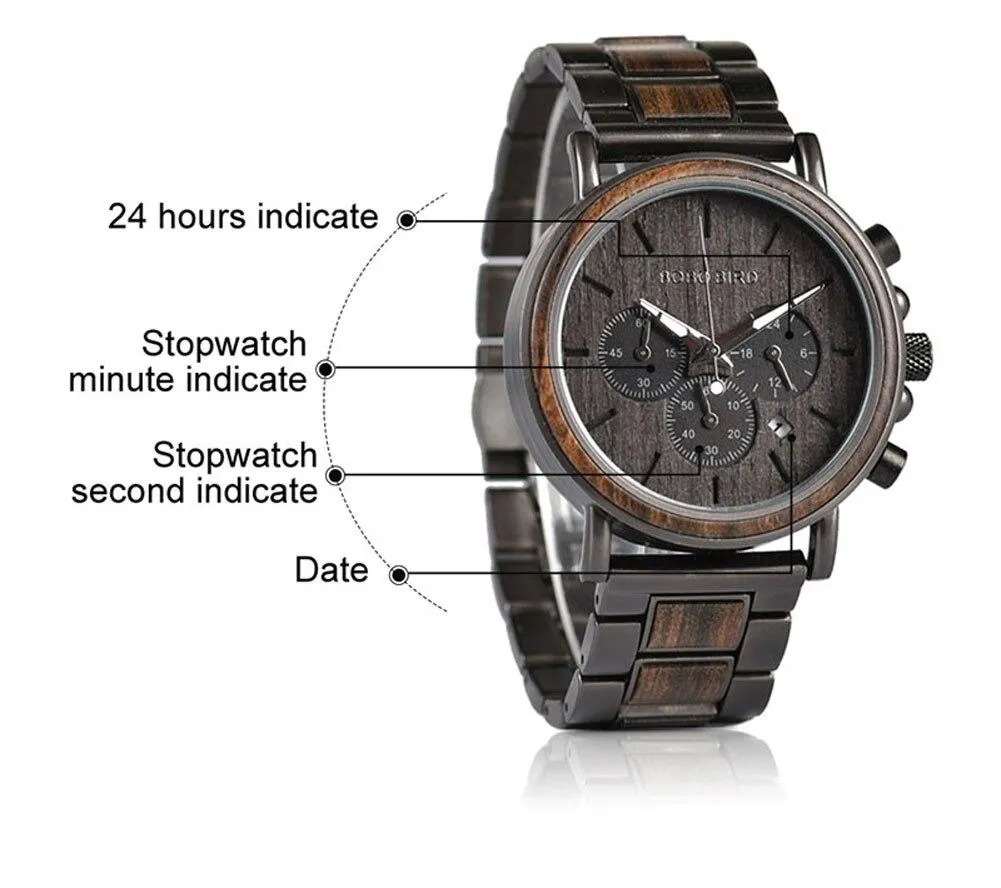 BBWood™ Men's Genuine Wooden Luxury Military Quartz Gray Wrist Wood Watch