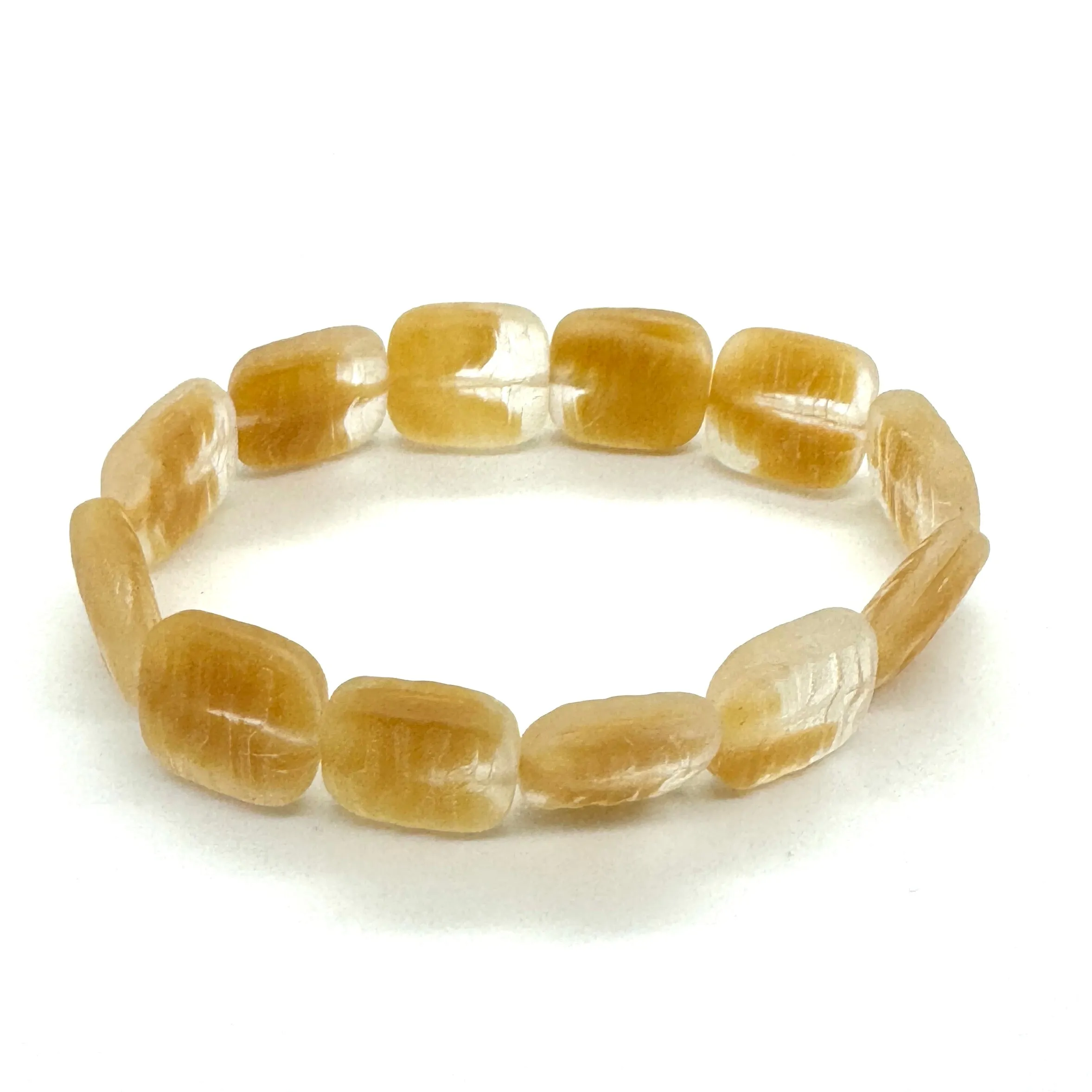 Beige Carved Givre' - Leetie Archival Vintage Glass Stretch Bracelet