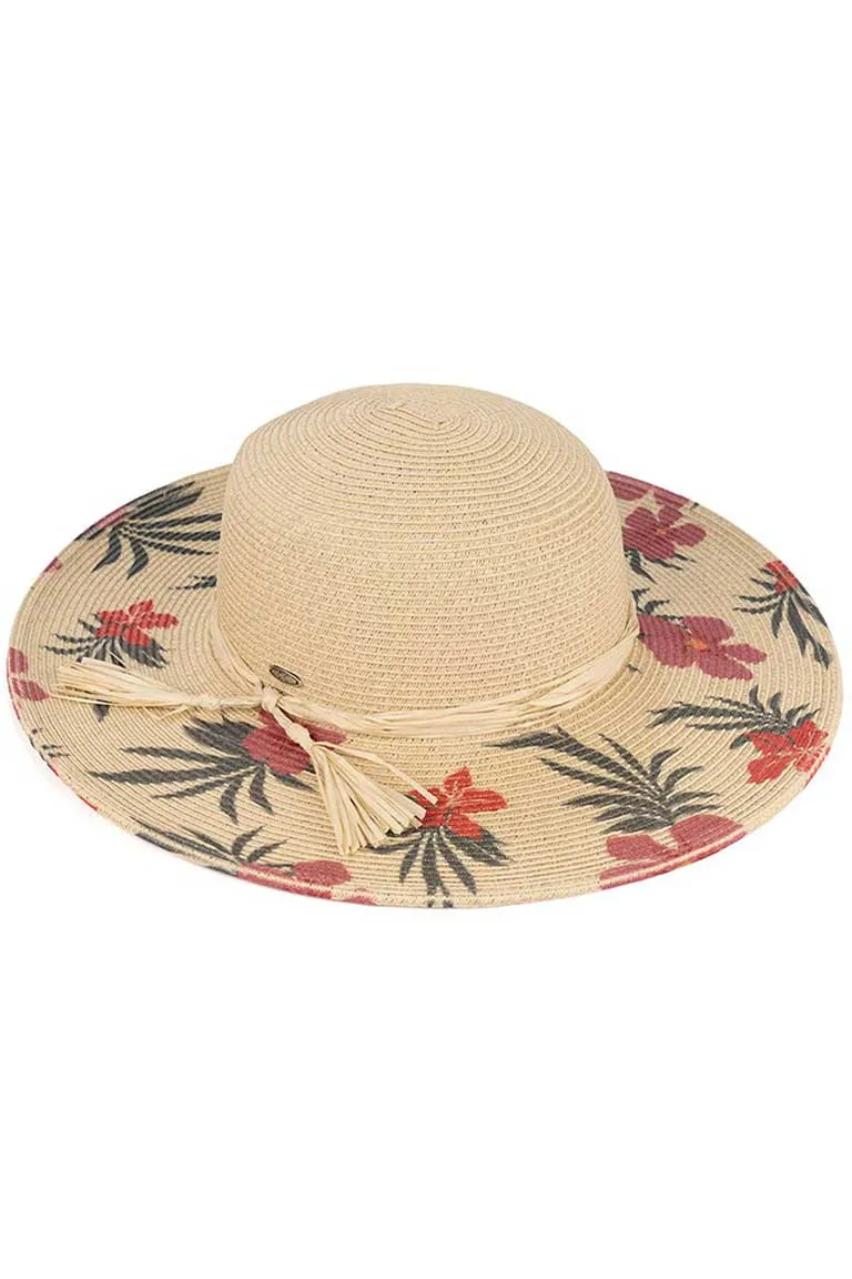 C.C Tropical Floral Wide Brim Straw Hat