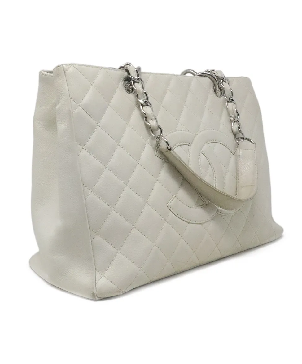 Chanel Ivory Caviar Leather Tote