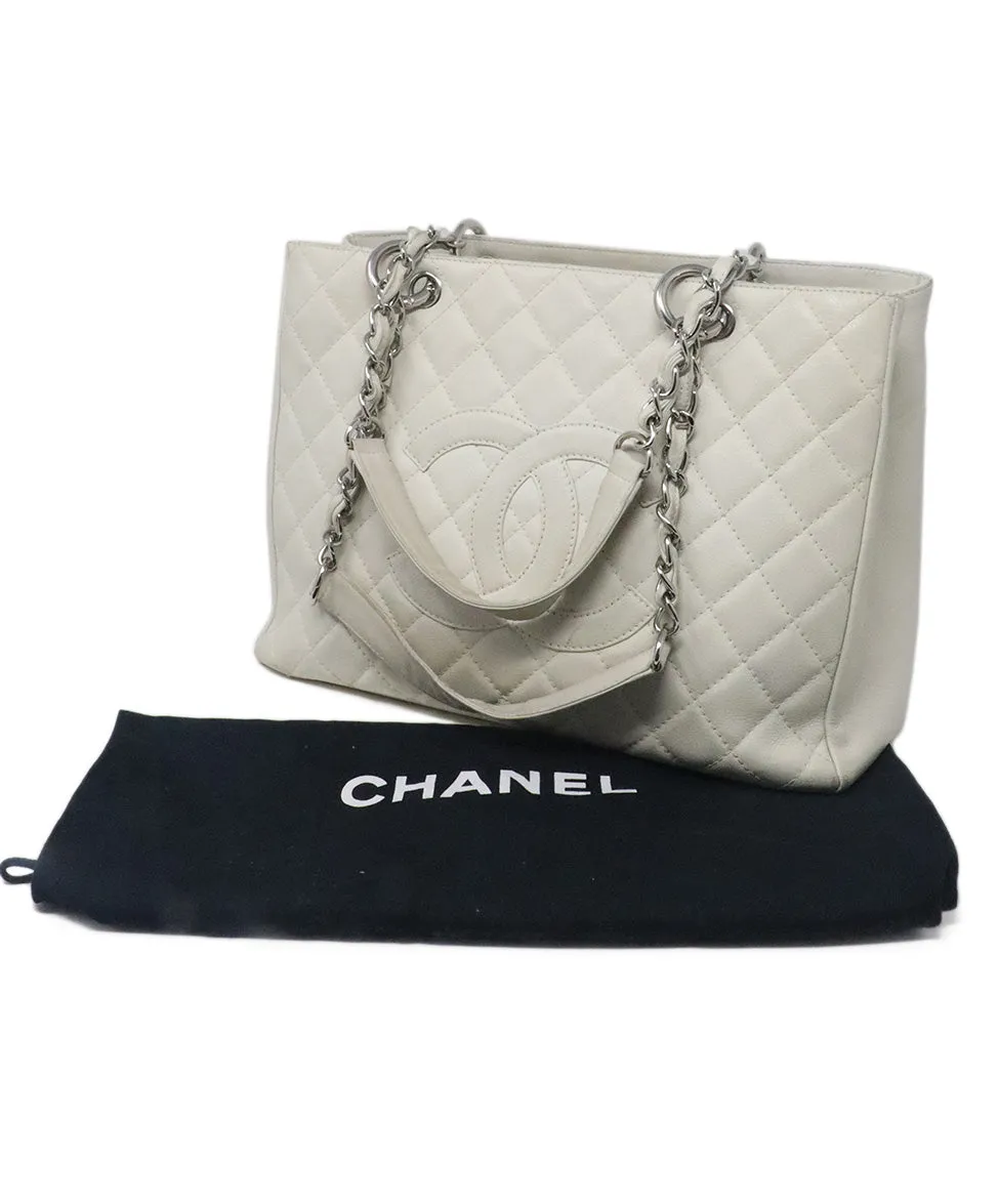 Chanel Ivory Caviar Leather Tote