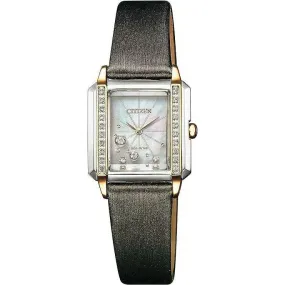 CITIZEN L ECO-DRIVE SQUARE MODEL DIAMONDS PEARL COLORED DIAL LADIES WATCH EG7068-16D