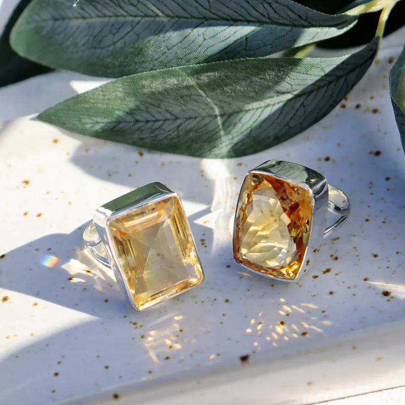 Citrine Chunky Rectangle Gemstone Ring