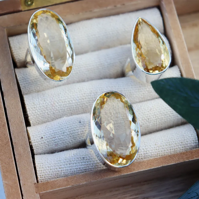 Citrine Oval Chunky Gemstone Ring