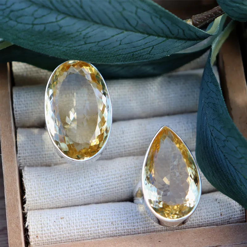 Citrine Oval Chunky Gemstone Ring