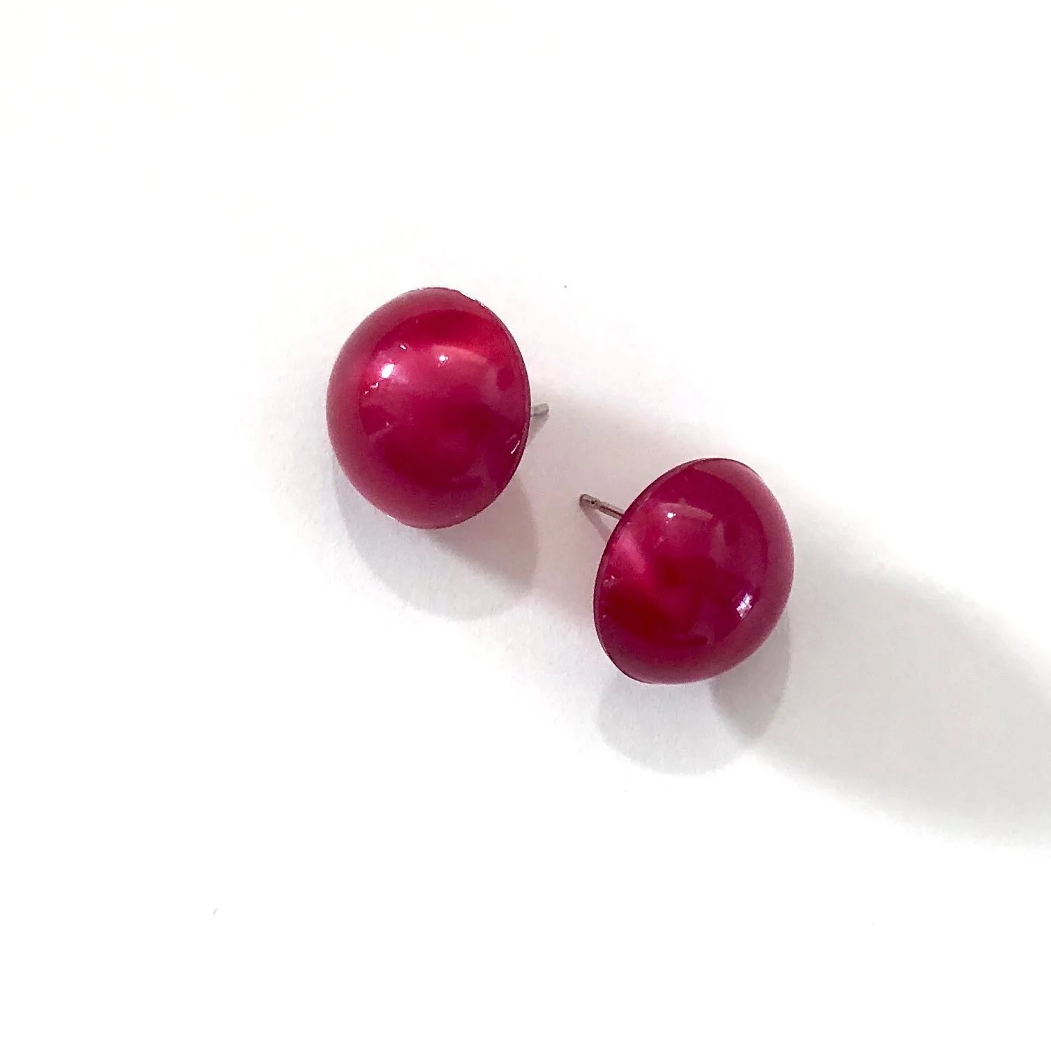 Cranberry Aura Glow Retro Button Studs