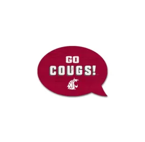 Crimson "Go Cougs" Wood Word Bubble Magnet