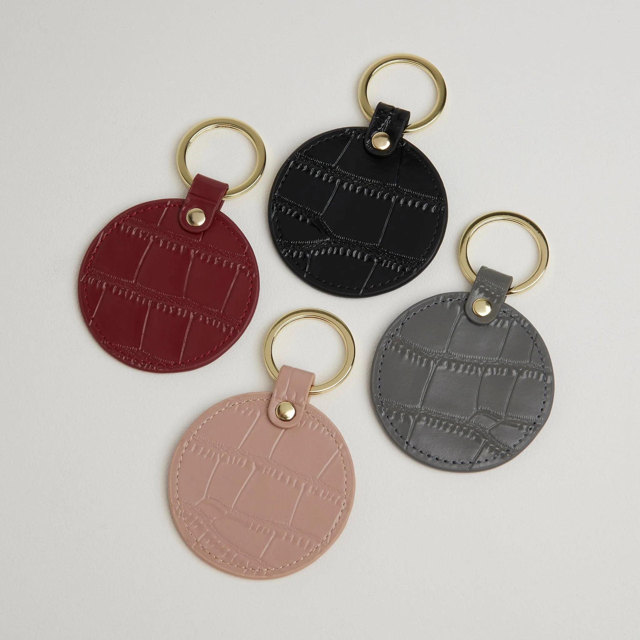 Croc Leather Round Keyring