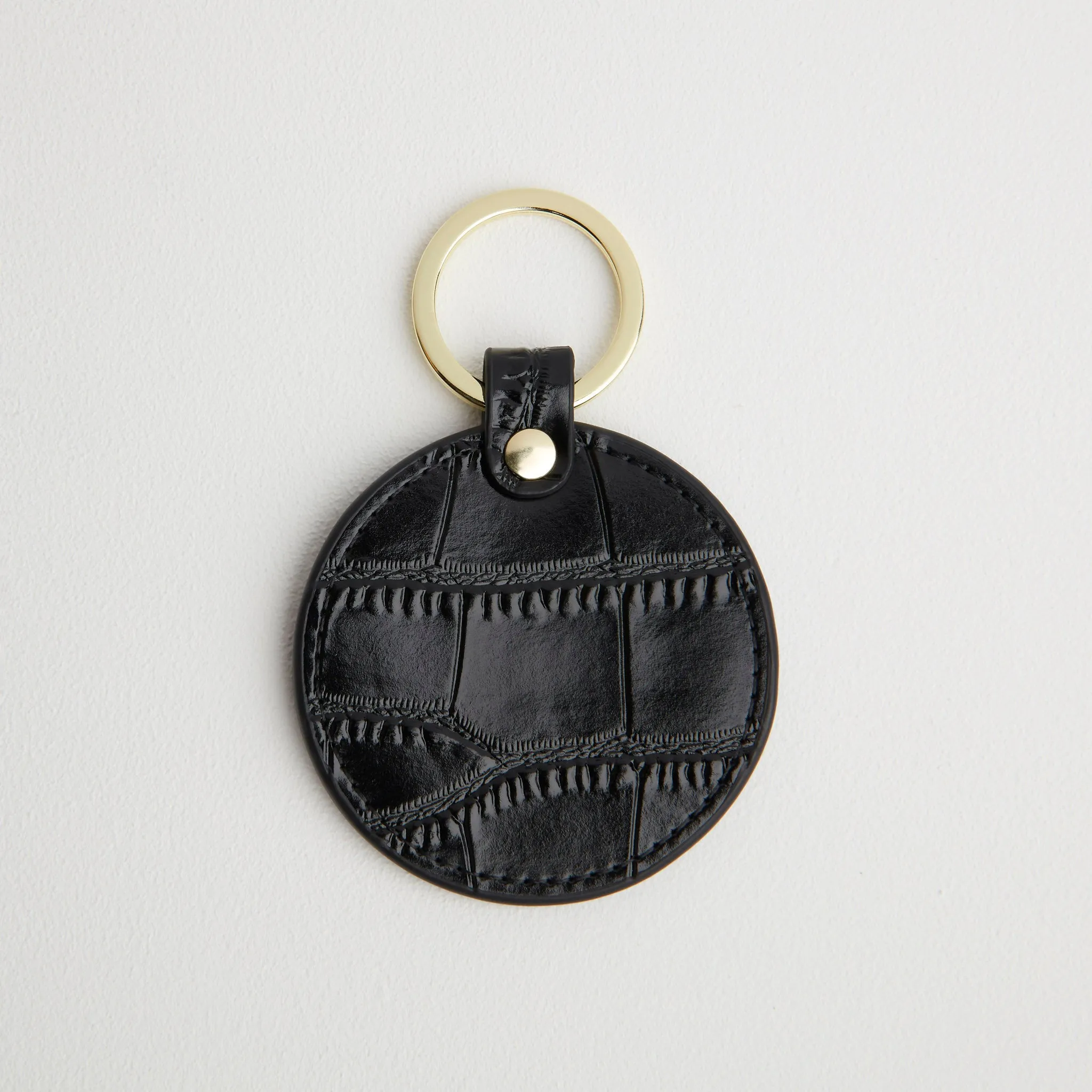 Croc Leather Round Keyring