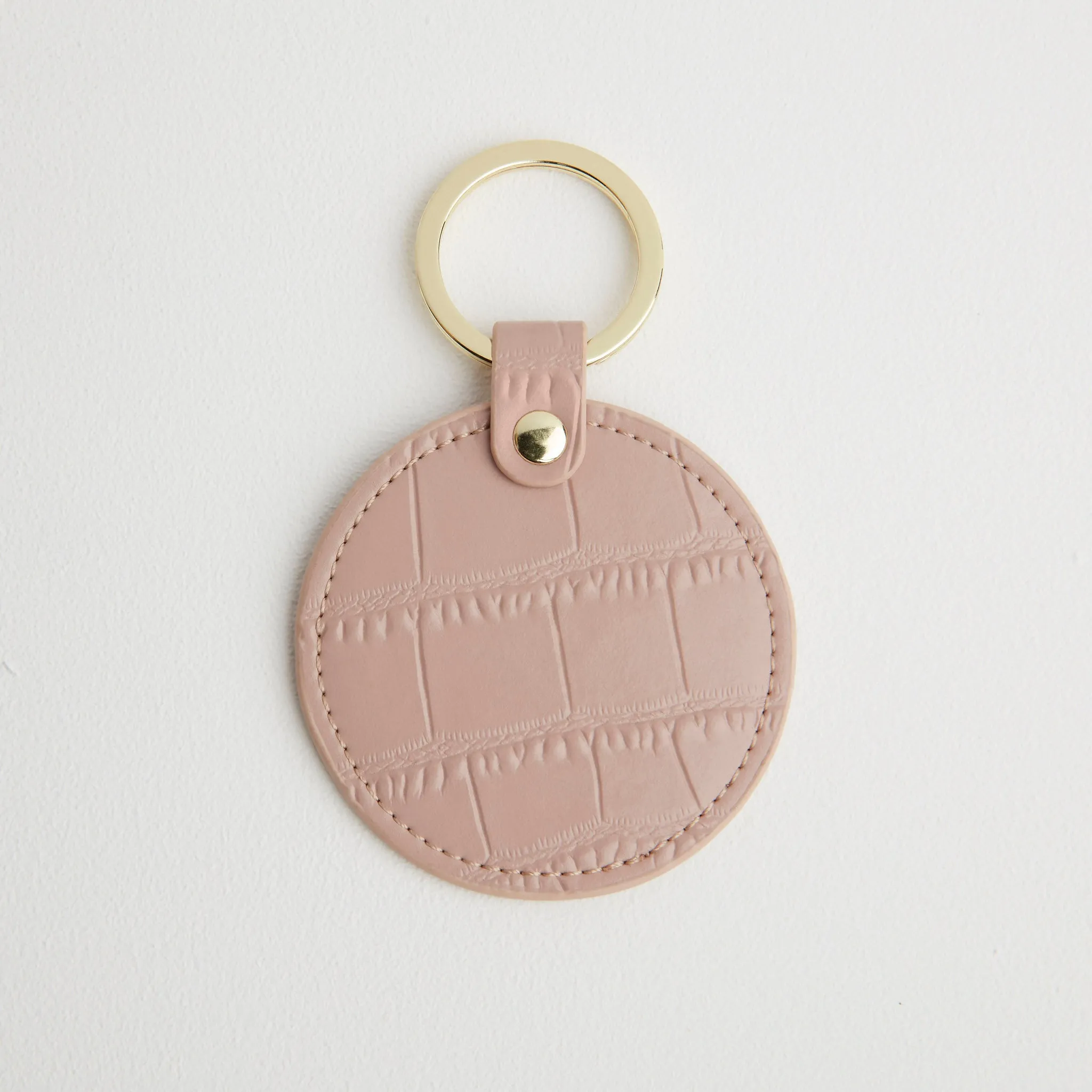 Croc Leather Round Keyring