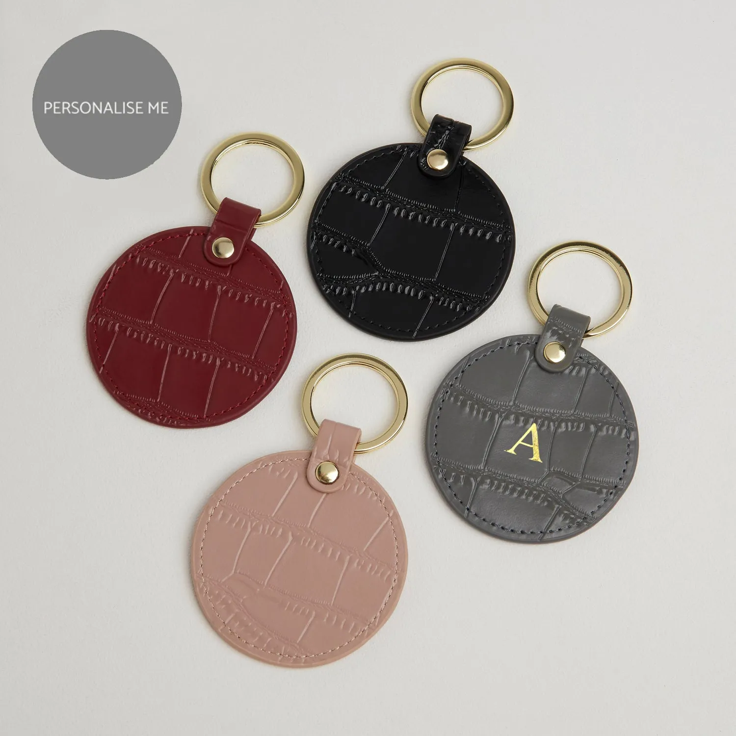 Croc Leather Round Keyring