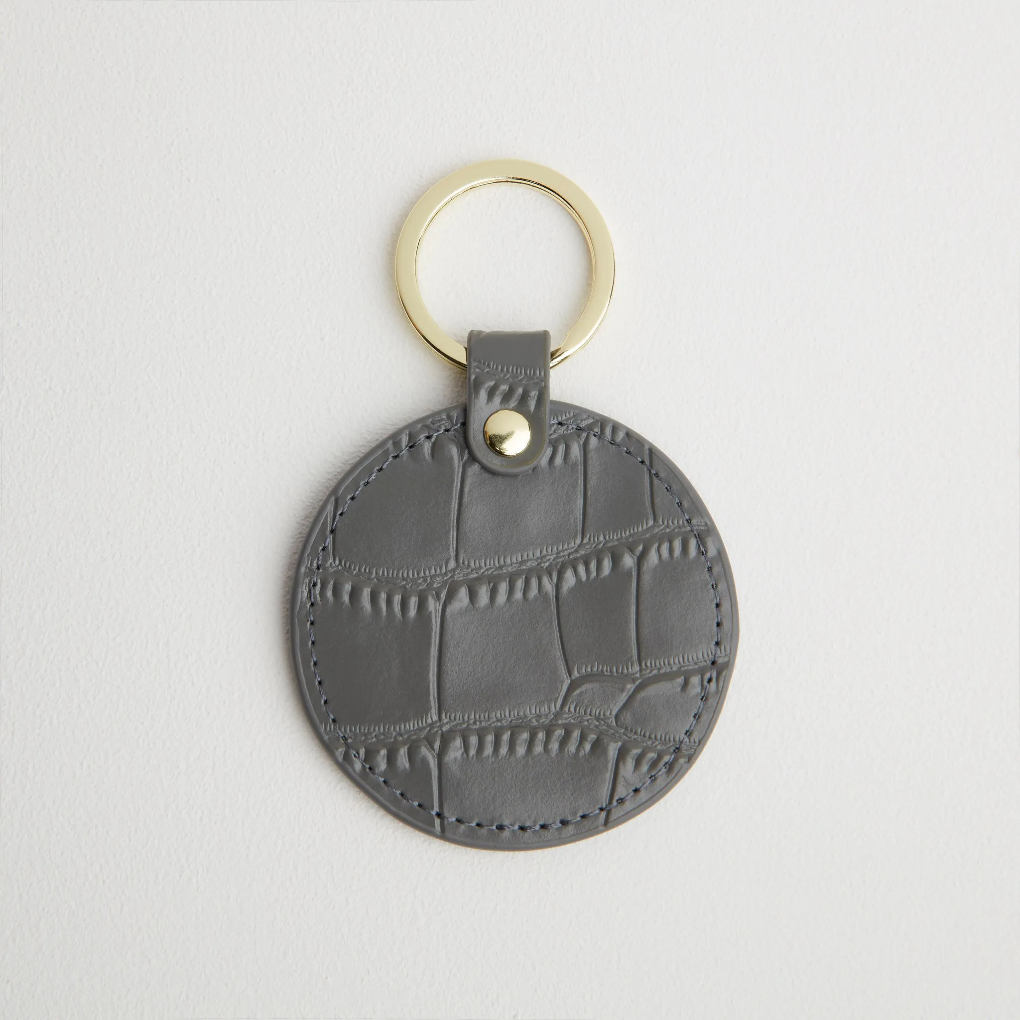 Croc Leather Round Keyring