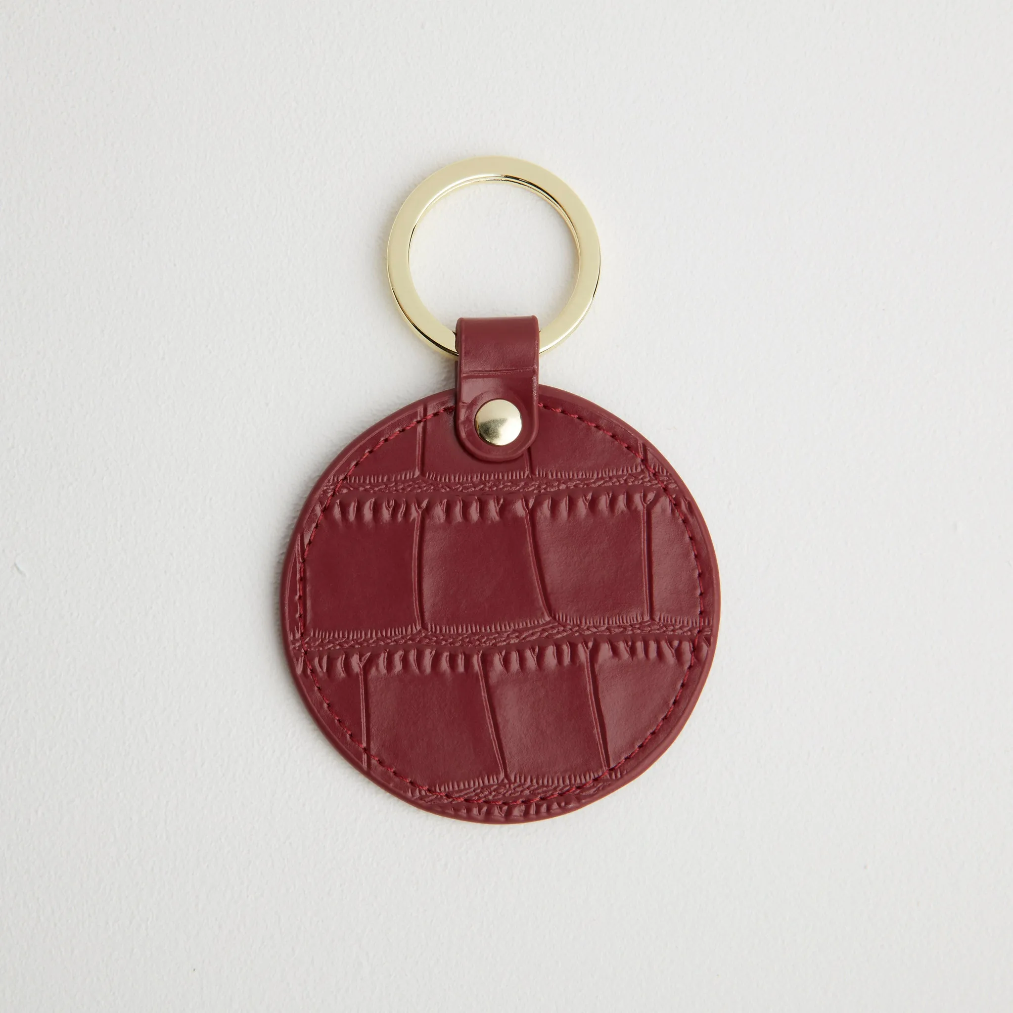 Croc Leather Round Keyring