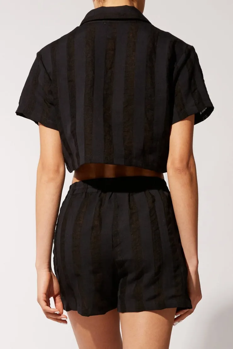 Cropped Cabana Shirt ~ Blackout