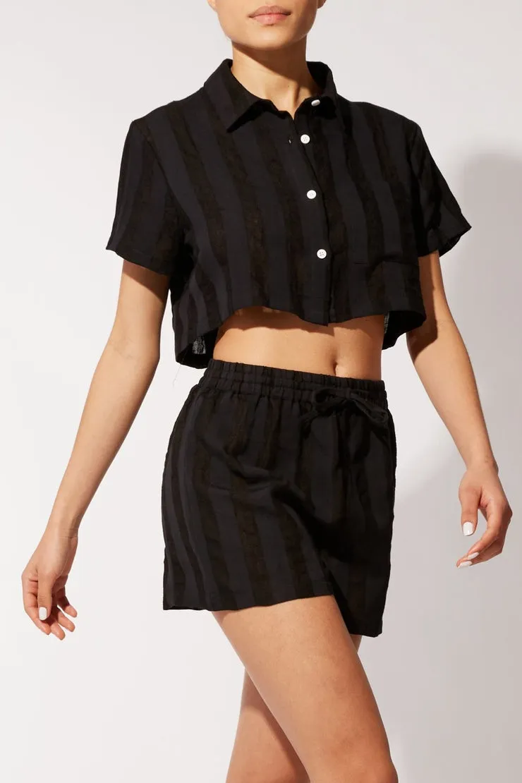 Cropped Cabana Shirt ~ Blackout