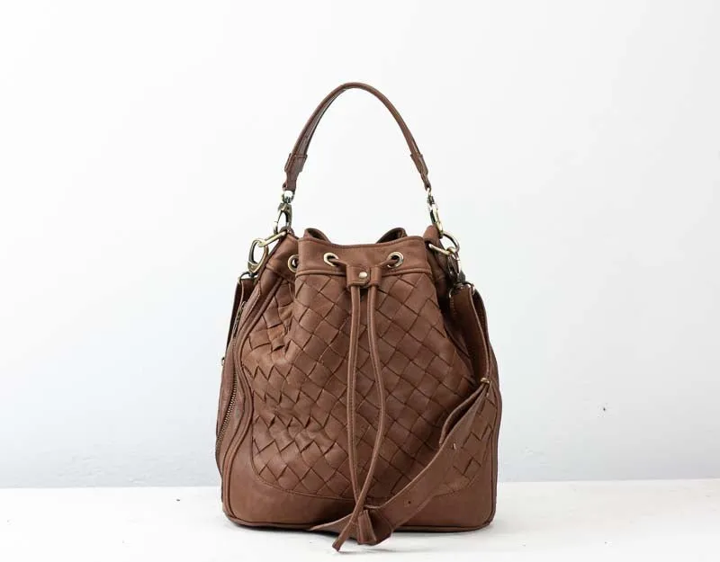 Danae bag - Chocolate brown handwoven leather