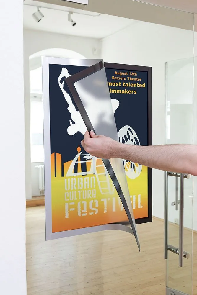 Durable DURAFRAME UV Poster Adhesive Magnetic Signage Frame | 50x70 cm | Silver