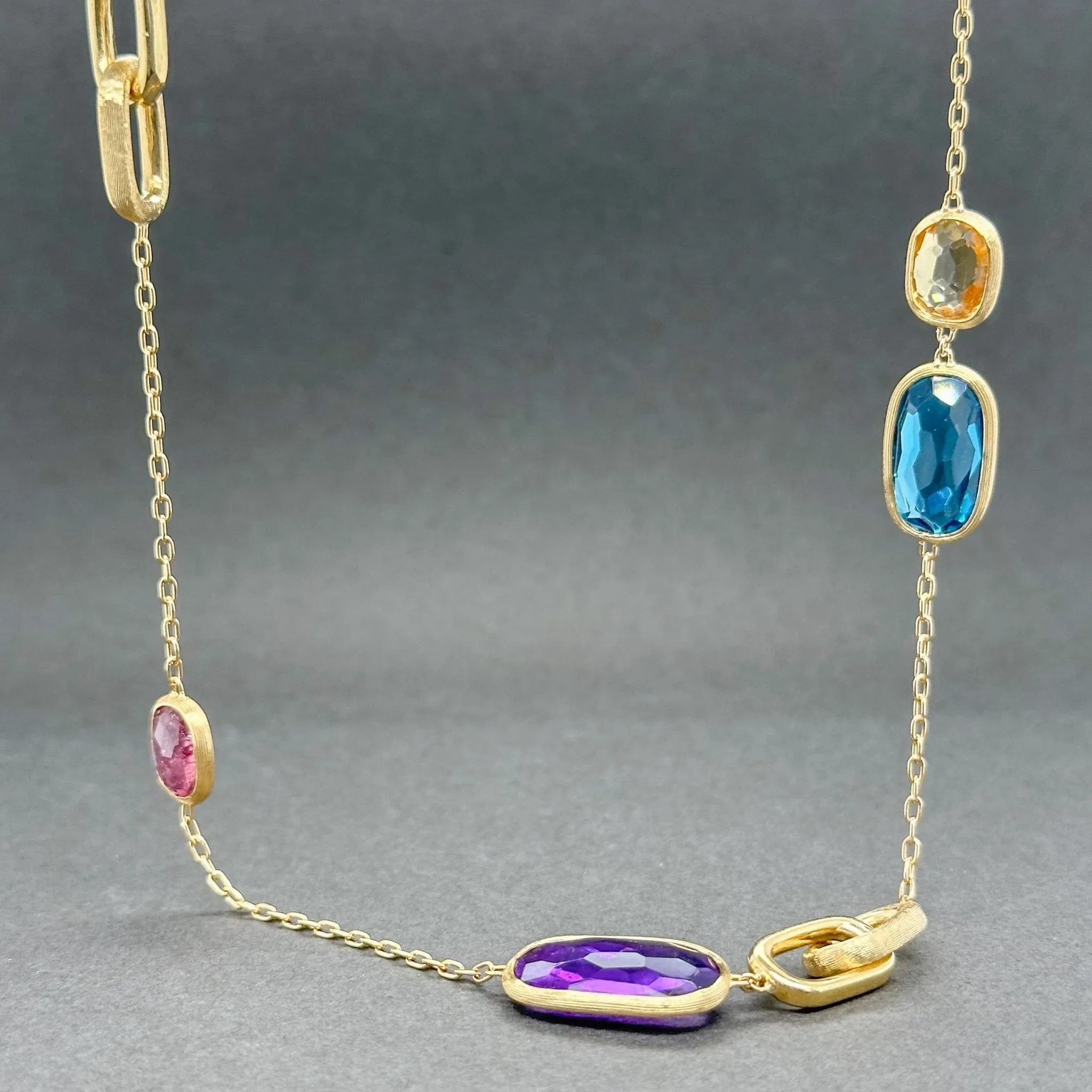 Estate Bicego 18K Y Gold Multigem Murano Station Necklace