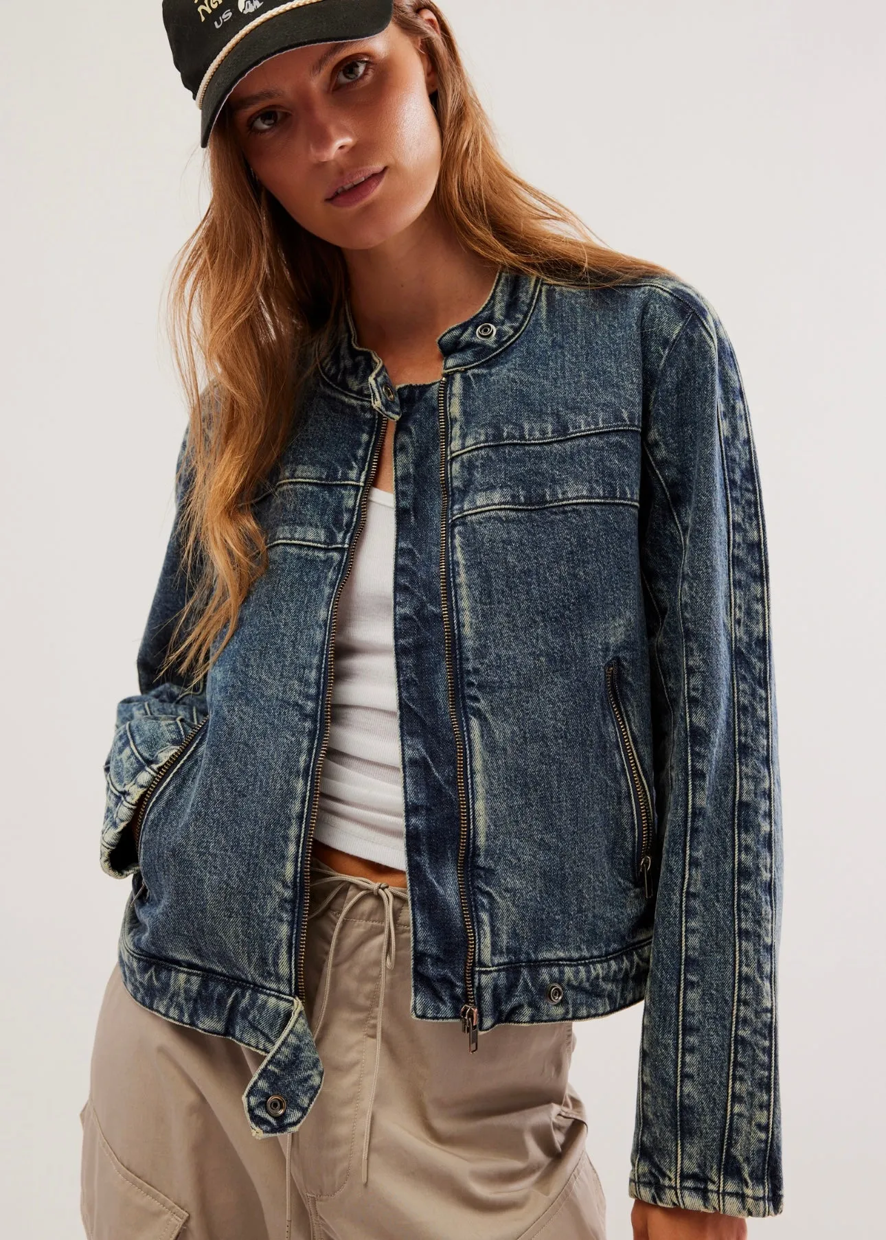 Fast Lane Denim Moto Jacket