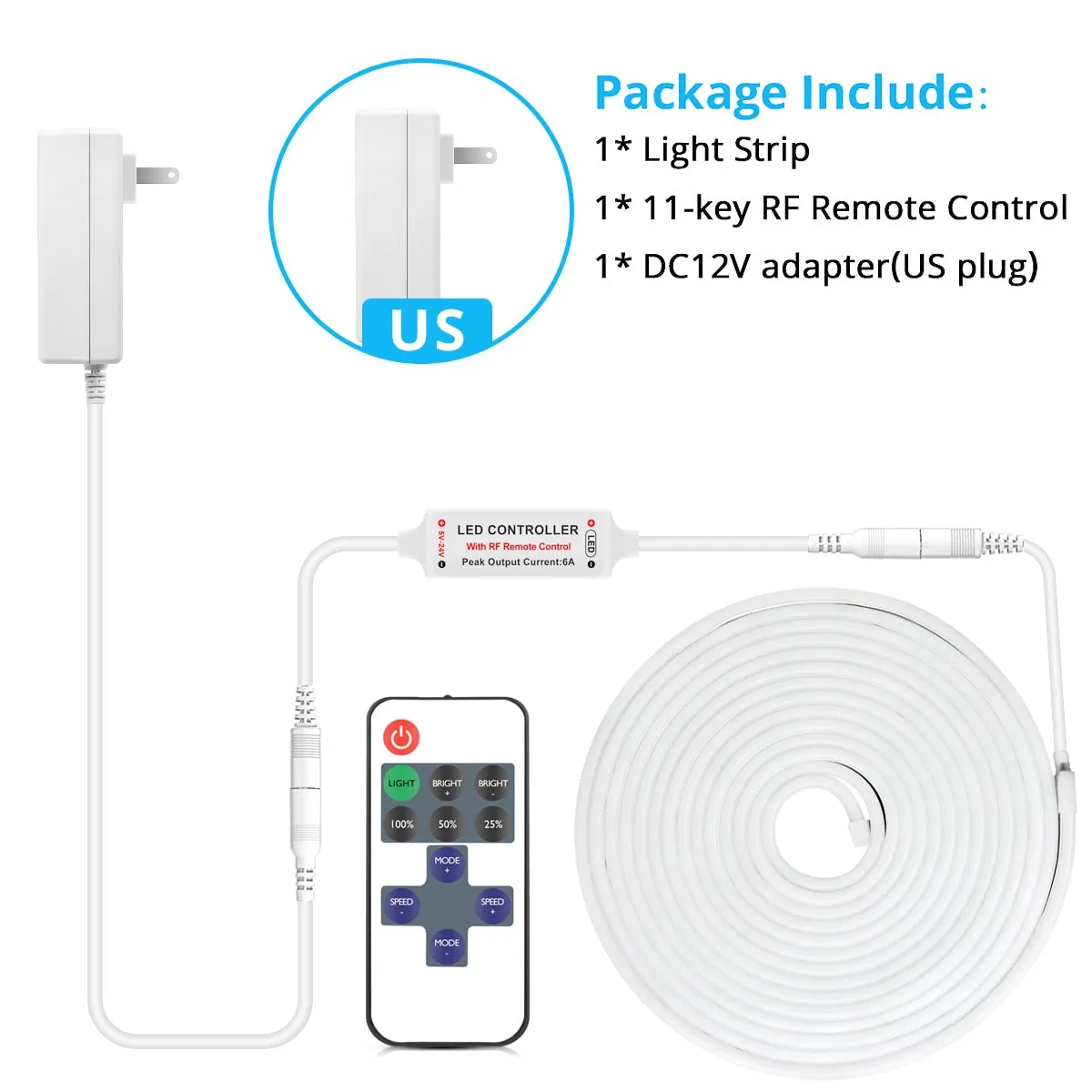 Flexible DC12V Neon Light LED Strip with RF Remote