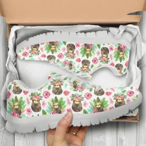 Floral Sloth Shoes Sloth Printed Sneakers Sloth Running Shoes Sloth Lover Gifts Clothing for Womens Mens Kids Adults