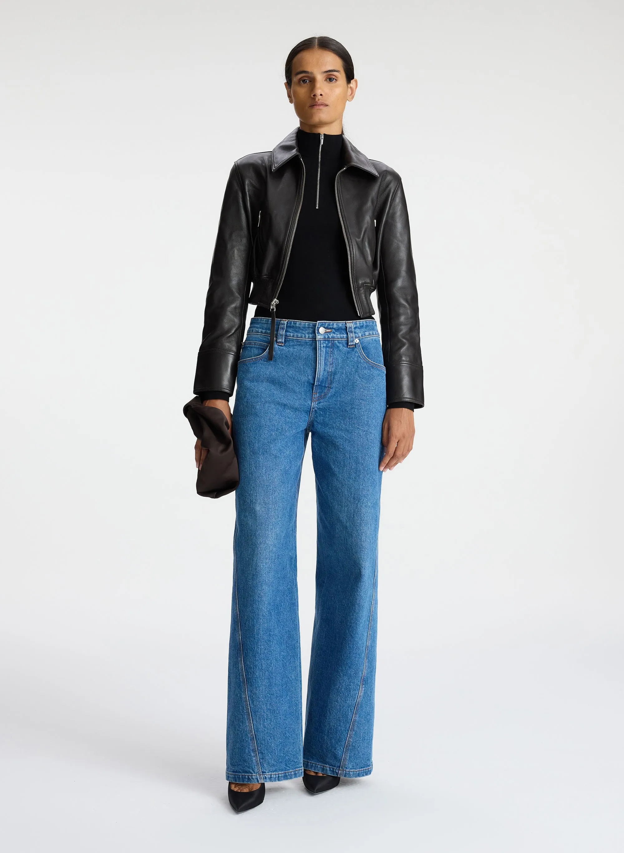 Harlow Cropped Leather Jacket