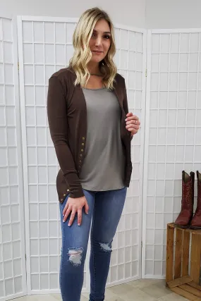 Karly Brown Button Cardigan