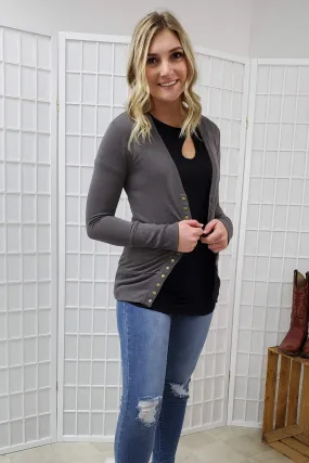 Karly Mid Grey Button Cardigan