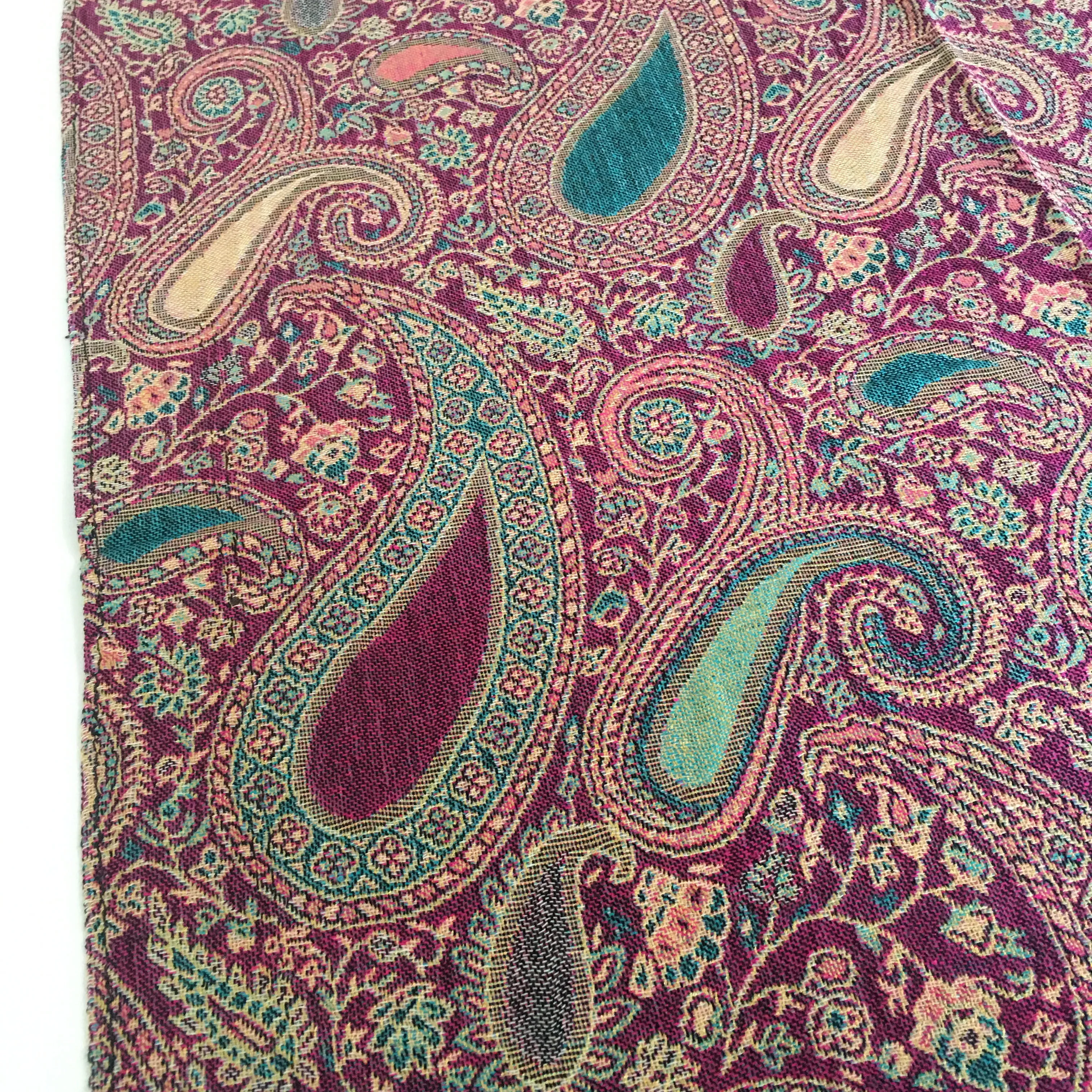 LARGE FUSCHIA PINK MULTI COLOUR PAISLEY PRINT PASHMINA SHAWL SCARF