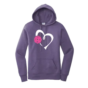 Love Pickleball Heart (Pink) | Women’s Fitted Hoodie Pickleball Sweatshirt | 50% Cotton 50% Poly Fleece