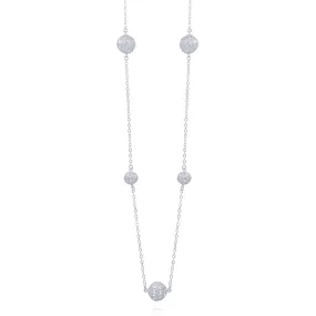 LUCRECIA SILVER LONG NECKLACE FIVE SPHERES FILIGREE