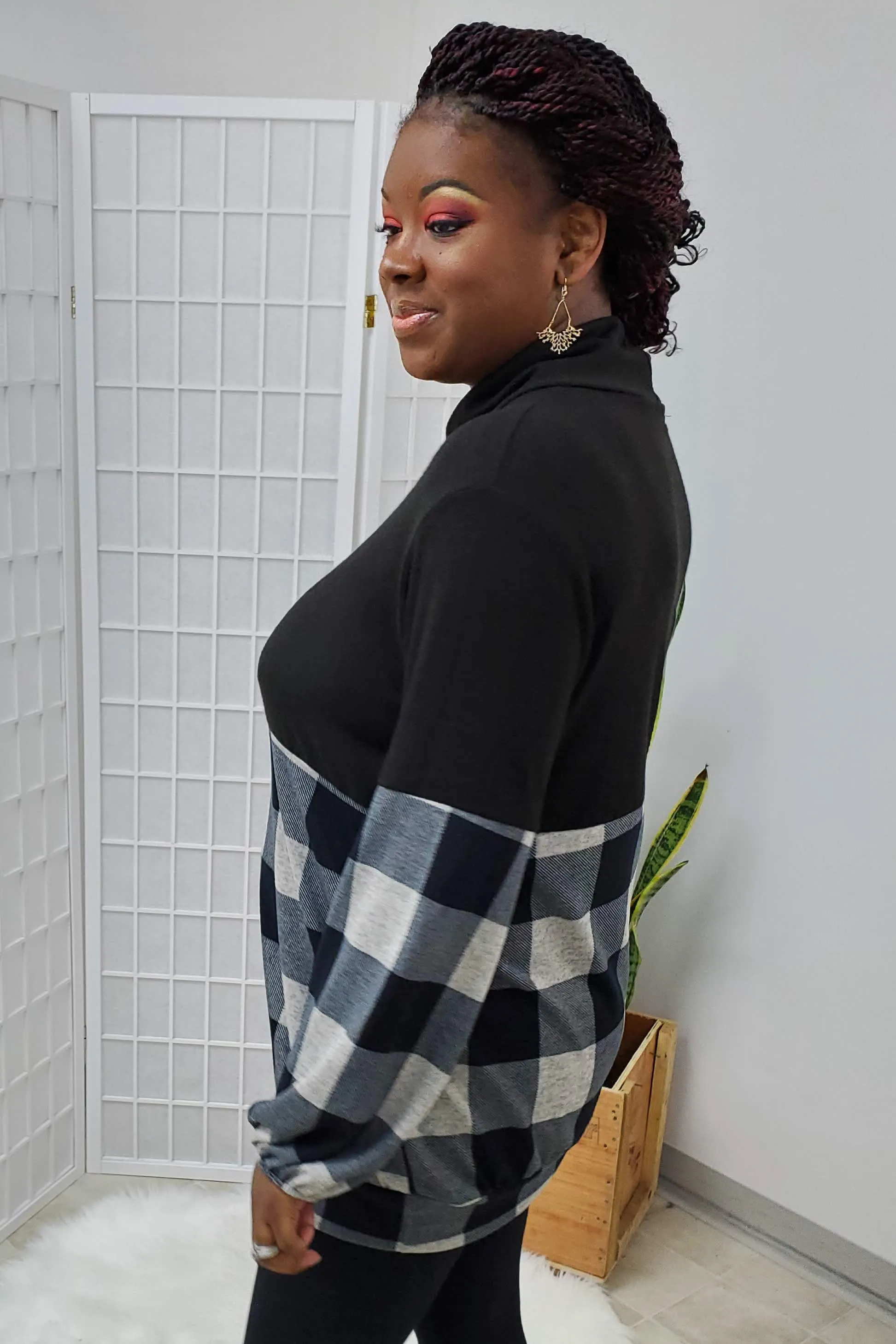 Mable Black Plaid Top