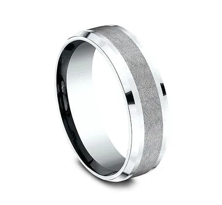 Men's Wedding Band, 7MM 14K White Gold and Tantalum