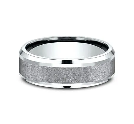 Men's Wedding Band, 7MM 14K White Gold and Tantalum