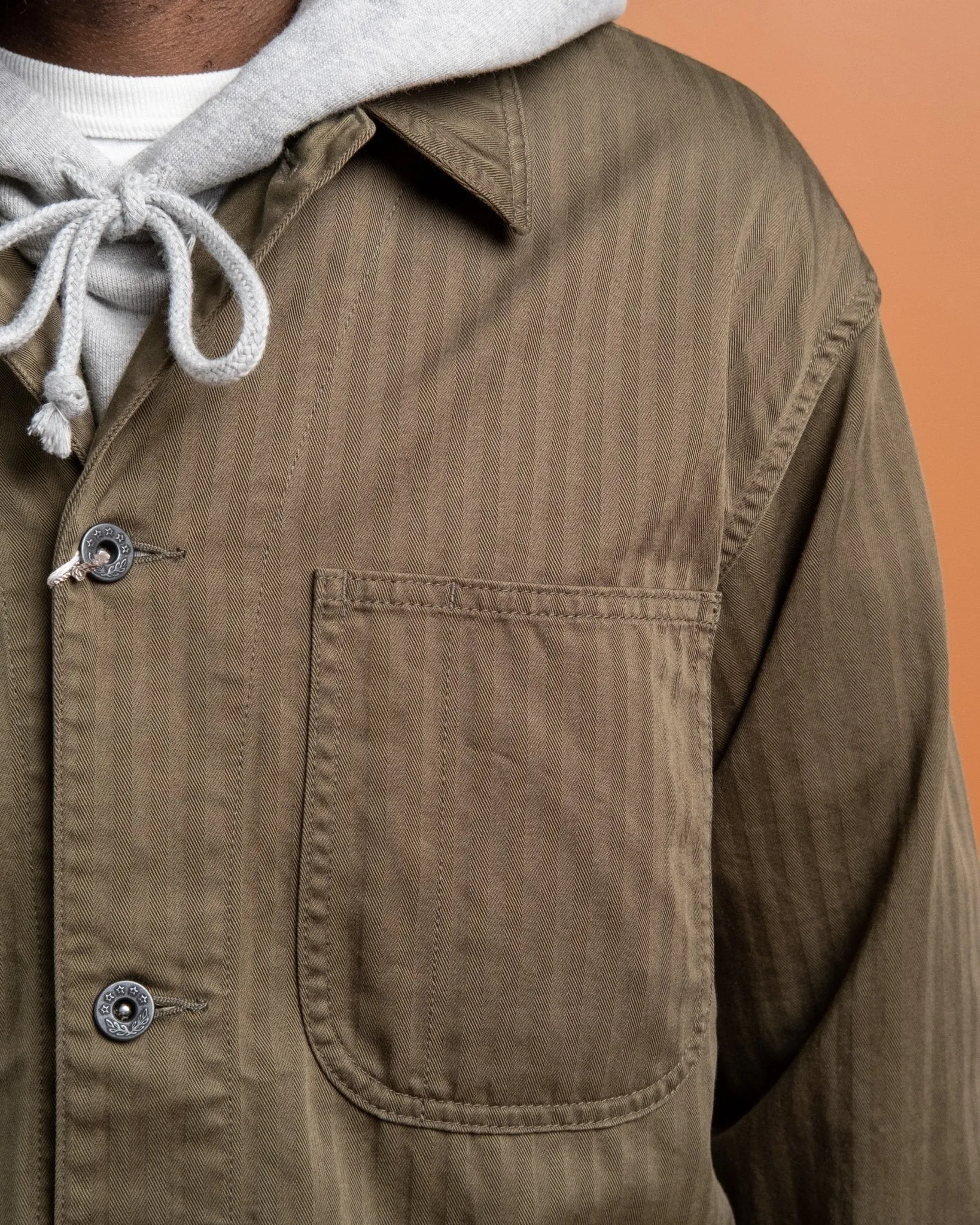 MIL Chore Jacket Supima Herringbone Olive